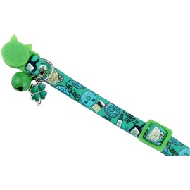 BoomBone St Patricks Day Cat Collar with Bell and Shamrocks Charm,Breakaway Small Dog Collar