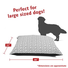 Majestic Pet Rectangle Large Dog Bed Washable – Non Slip Comfy Pet Bed – Dog Crate Bed Super Value Pillow Dog Bed – Dog Kennel Bed for Sleeping - Dog Bed Large Breed 46 x 35 Inch – Aruba Gray