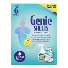 Genie Sheets Bathroom Cleaner | Concentrate Makes 6 24oz Refills | Professional-Strength | Just Add Water | Sustainable Eco-Friendly Plant-Based Solution | 6 Sheets