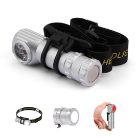 Spriak LED Rechargeable Headlamp for Adults - Hard Hat Light Running Head Lamp with Red Light, Magnet, 180° Tilt, 7 Modes, Detachable Flashlight & Headband, Outdoor, Emergency 1PC, Silver