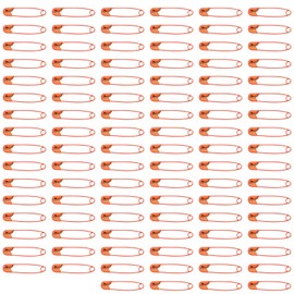 Leliafleury 100Pcs Orange Safety Pins 30mm Safety Pins for DIY Knitting Clothing Sewing