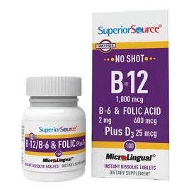 Superior Source No Shot B12 B6 D3 1000mcg Sublinguales