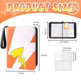 Card Binder 4-Pockets, 400 Pockets Card Holder with 50 Removable Sleeves, Trading Card Collector Zipper Album Holder, Yellow