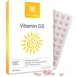 Healthspan Vitamin D3 10µg (8 Months' Supply) | Support Your Immune Health & Promotes Healthy Bones, Teeth & Muscles | Vegetarian