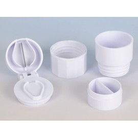 Gima - Combo, gestione pillole pratico e comodo con 4 funzioni in unico portapillole, tagliapillole,frantumapollole, vano portatile e bicchierino per acqua, 25766