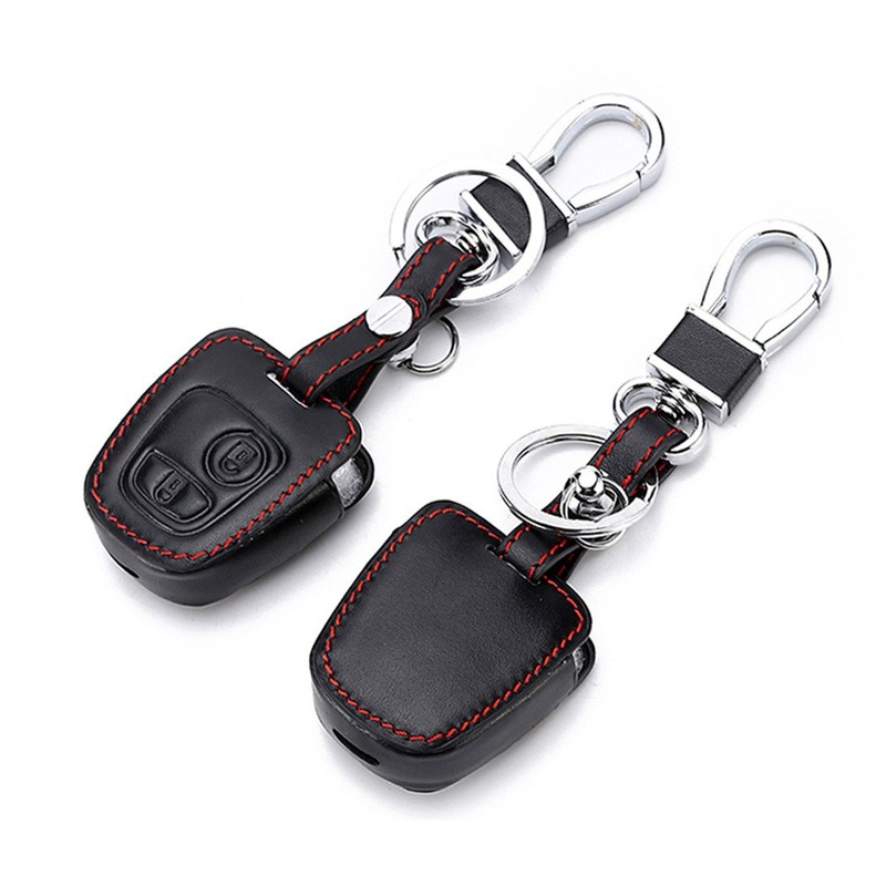 Happyit Leather Car Key Cover Button Remote Key
