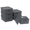 Idotry Plastic Storage Baskets with Lids, Organizer Bins, 6-Pack, Gray