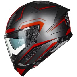 ILM Motorcycle Full Face Helmets DOT ECE for Men Women with Dual Visor Pinlock Insert Street Racing Helmet Cascos para Motos Model MF568 (Red Black,M)