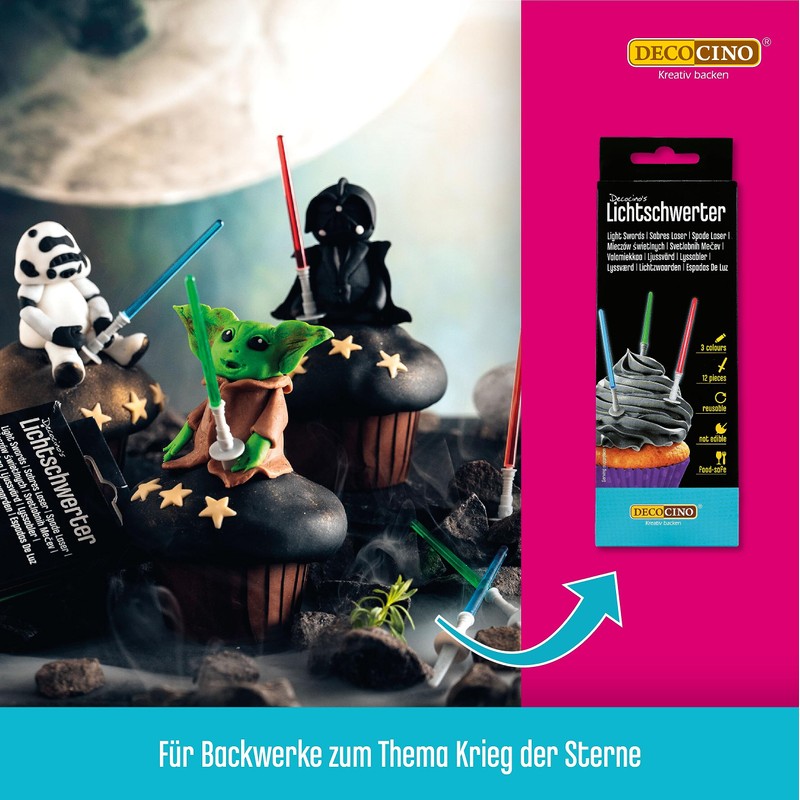 DECOCINO Lightsabers Pack of 12 - 10.5 cm - Reusable