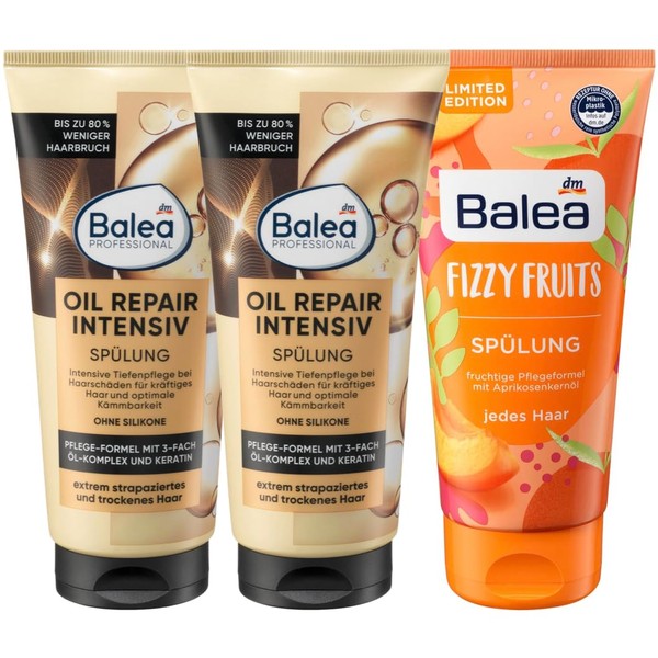 Balea Set of 3 Hair Care: Professional Conditioner Oil Repair