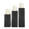 CosmoLiving by Cosmopolitan Wood Geometric Carved Pillar Candle Holder, Set
