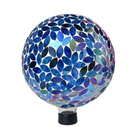 Lily's Home 10" Mosaic Gazing Ball for The Garden, Patio, and Courtyard. Indoor/Outdoor Glass Gazing Globe Yard Decoration. Vibrant Colores and Ideal Lawn décor and Gift.