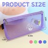 lomdung Pack of 4 Transparent Pencil Case, Mesh Zip Bag,