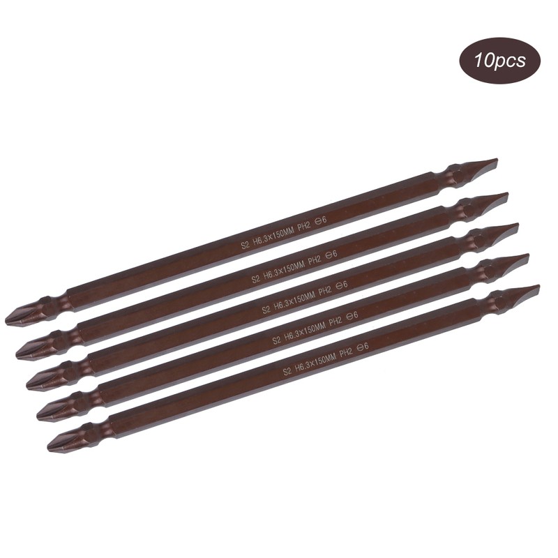 10Pcs Double End Screwdriver Bits H6.3 Magnetic CrossShaped Bit Long