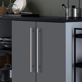 Probrico 5 Pack 12-3/5 Inch（320mm） Hole Centers Cabinet Pulls Satin Nickel Euro T Bar Kitchen Handles Stainless Steel Kitchen Cabinet Hardware Dresser Drawer Handles