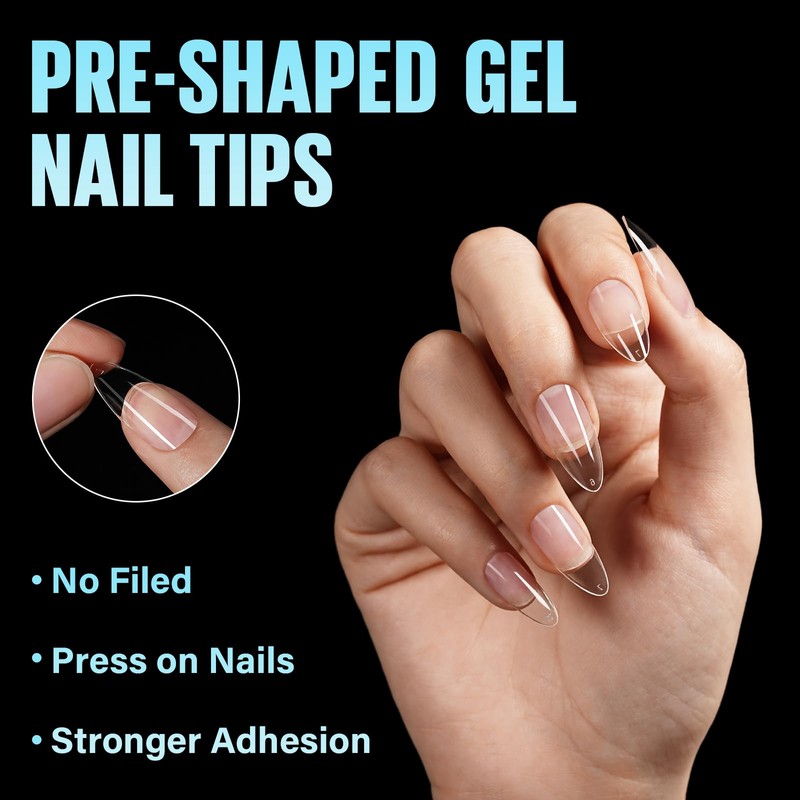 TOMICCA Pack of 504 Almond Medium Nail Tips for Gel