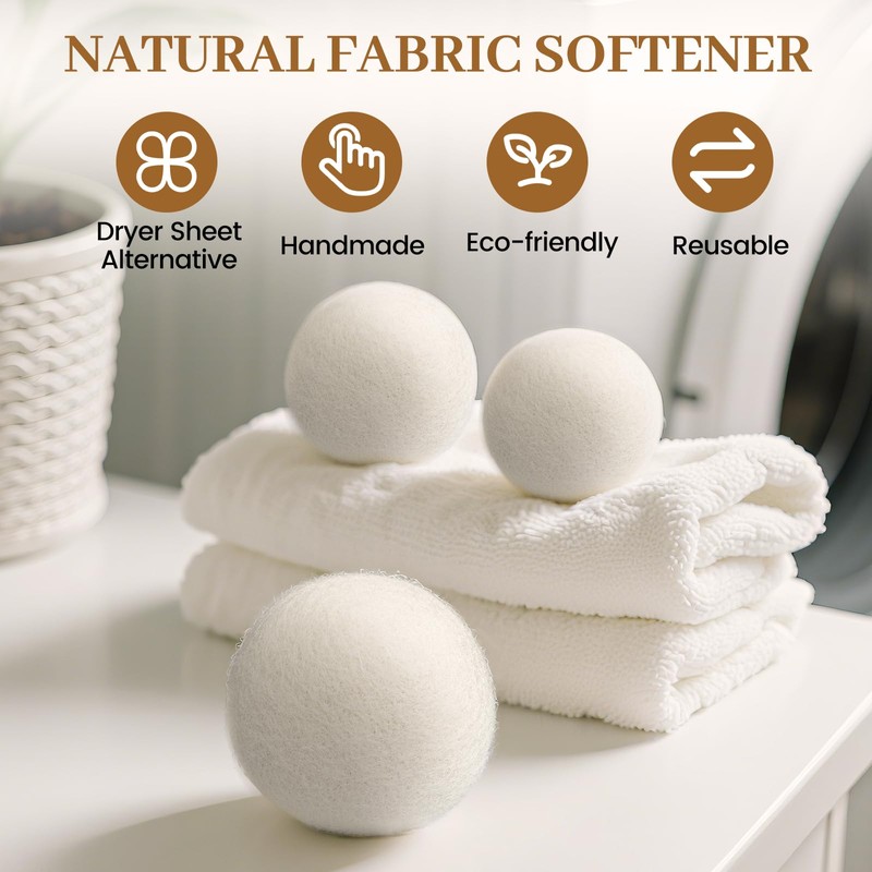 Wool Dryer Balls Handmade 3 Pack XL, Laundry Dryer Lint