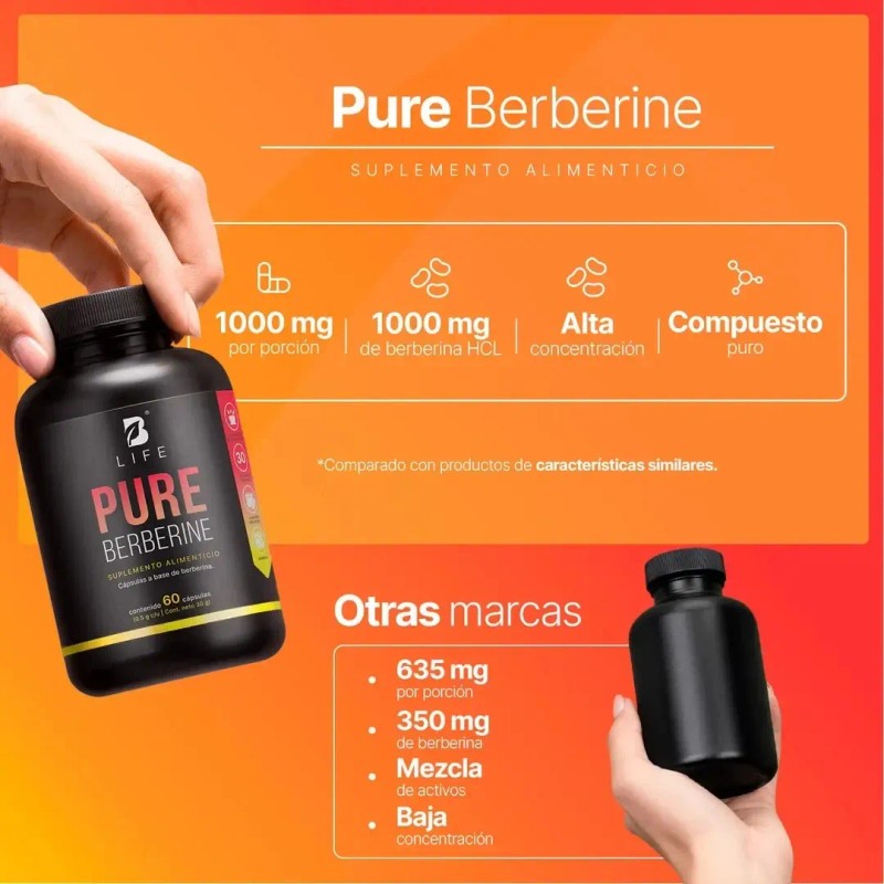 Berberina Pura Cápsulas Life 1000 Pure Berberine Sabor