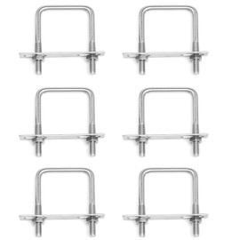 Bebochoi Pack of 6 U-bolts M6 65 x 80 mm U bolts square U-bolt stainless steel U-bolt with nuts and frame plate U-bracket for towing cars and ships repair pipelines