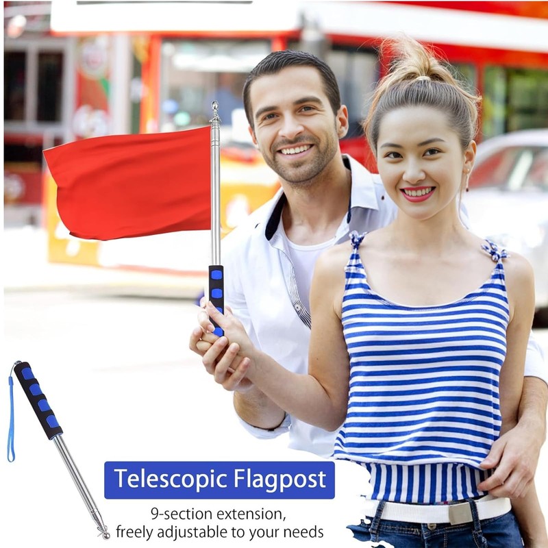 Telescopic Flag Pole, 2 Pcs 2 m Stainless Steel Handheld