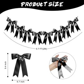 Eonsui Black Bow Garland Decoration, Pre-Strung Satin Ribbon Bow for Birthday, Bachelorette Party, Bridal Shower, Wedding, Engagement, Baby Shower, Banner Ornaments for Indoors&Outdoors
