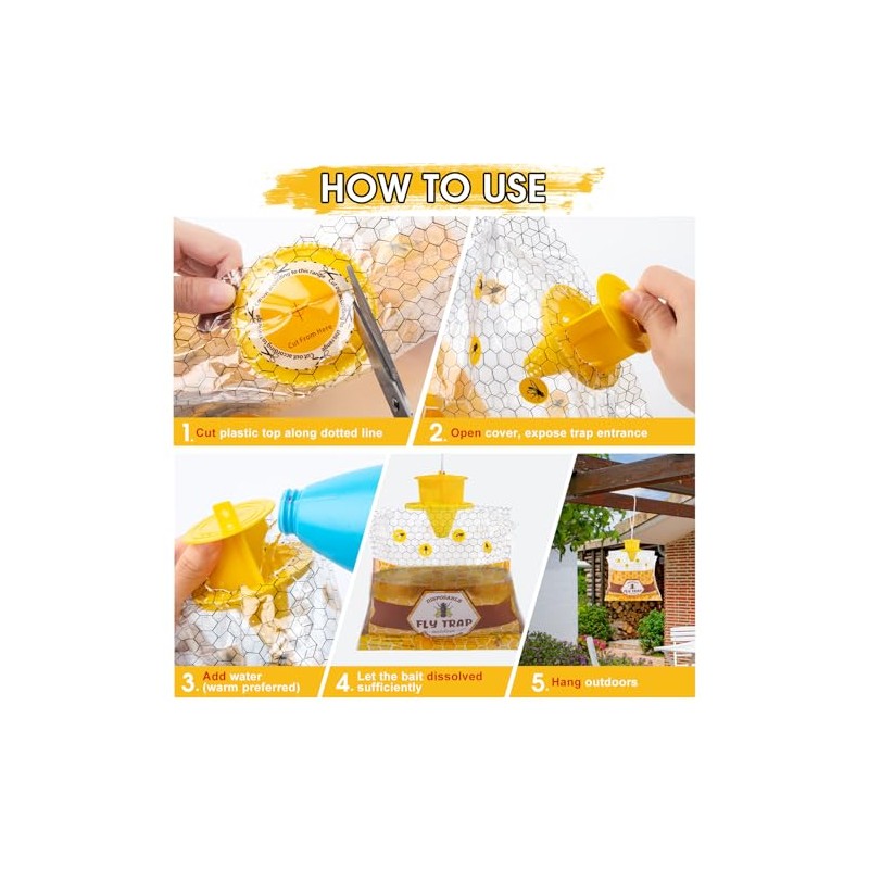 6 Pack Outdoor Fly Traps with Bait for Chicken Coops