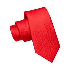 JEMYGINS Slim Plain Men's Tie with a Variety of Colours - 7 cm, red