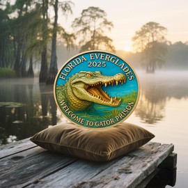 Alligator Alcatraz Coin – Funny Gator Prison Collectible from Devil Gator Island – 2025 Florida Everglades Souvenir Challenge Coin – Swamp Humor Gift for Florida Folklore Fans(1PCS) (1 PCS)