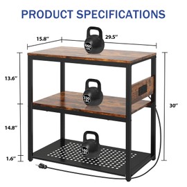 Livofloral 20-29 Gallon Fish Tank Stand With Power Outlets, 3-Tier Metal Aquarium Stands, Breeder Reptile Tank Stand with Shelf for Home Office, 660LBS Capacity, 29.5 x 15.8 x 30.1 inches, Brown