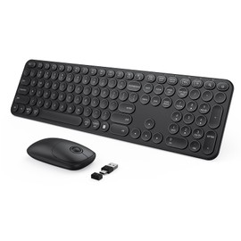 seenda Wireless Keyboard and Mouse, USB & Type C Keyboard Mouse Combo, Full Size Black Wireless Keyboard Compatible for Win 7/8/10, MacBook Pro/Air, Laptop, PC - Black