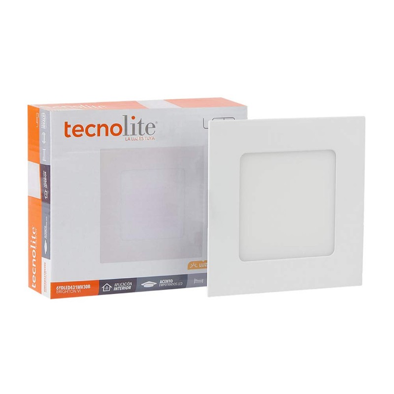 Tecnolite Lámpara LED Empotrado, Lámpara LED Empotrable Cuadrada, 6 W,