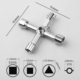 RSYHVG Electrical Cabinet Key, Surface Polished Antirust 4 Way Utilities Key,Triangle/Square/Panel Cross Key for Faucet,Gas Meter,Valve,Spigots,Electrical Cabinet Opening