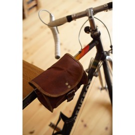 Gusti Rudi A. Bicycle Bag Leather Handlebar Bag Saddle Bag Shoulder Bag Leather Vintage Brown