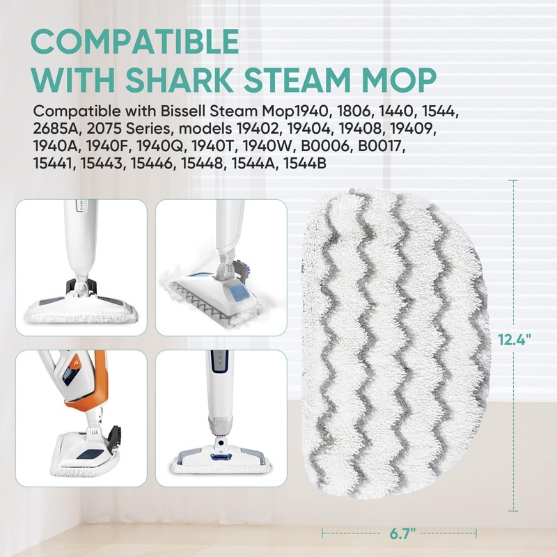 BIHARNT 6 Pack Steam Mop Replacement Pads for Bissell Powerfresh