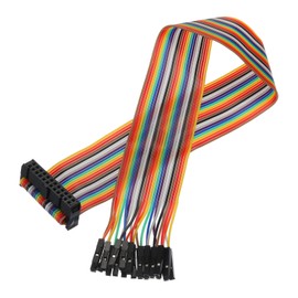 MECCANIXITY 1 Pcs IDC Rainbow Wire Flat Ribbon Cable FC-Female to 24P 11.8 Inch Length 2.54mm Pitch Breadboard Jumper Wires for Electronic Projects