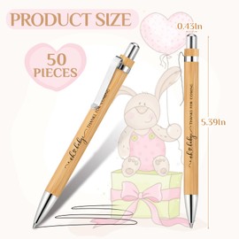 Seajan 50 Sets Baby Shower Gifts for Guests, Baby Shower Favors Includes 50 Pcs Retractable Pens, Bamboo Pens Bulk, 50 Thank You Cards for Gender Reveal Return Gifts Birthday Party Souvenirs Prizes