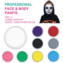 FLYISH DIRECT Face Paints for Children 2 x 30g, Large Professional Face and Body Paints Water Based Face Painting for Kid and Adults Carnival and Festival, White Grey