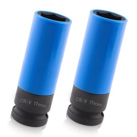 Impact Wrench Nuts, 2 Pieces Impact Wrench Sockets 17 Socket Spanner 1/2 Inch Rim Wrench Nut Set Socket Spanner Sets Rim Protector for Nut Wheel Change Blue