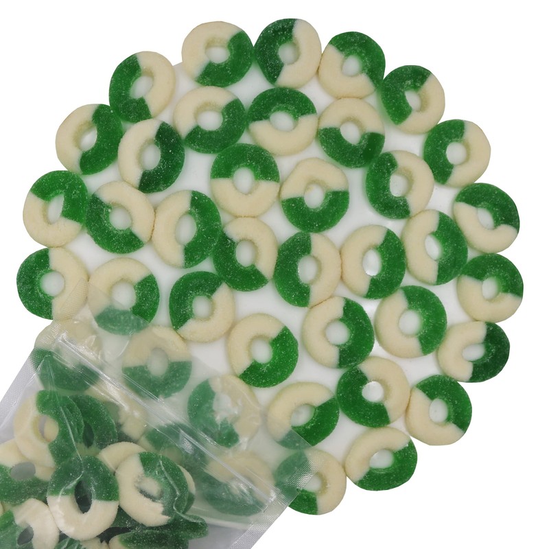 FirstChoiceCandy Gummy Rings Candy (Green Apple, 1 Pound (Pack of