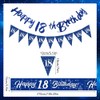 Yontree 18th Birthday Decorations - Blue & Silver Banners, Triangle