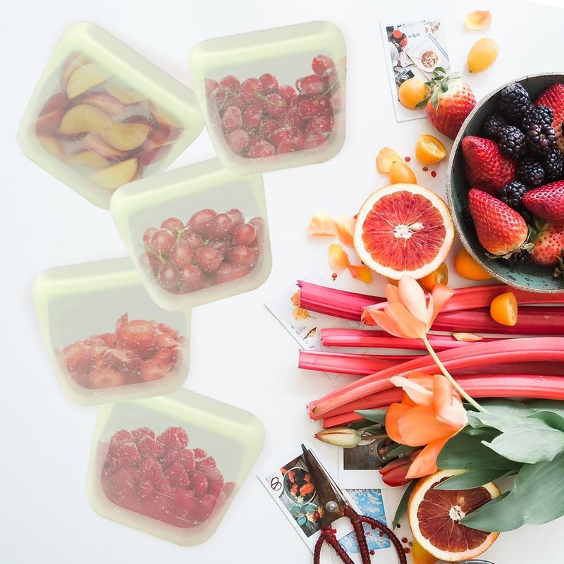 purifyou Set of 5 Reusable Silicone Storage Snack Bags 6oz