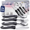 iMedic Easy Grip Cutlery for Arthritic Hands, Silver/Black, 2 Pack