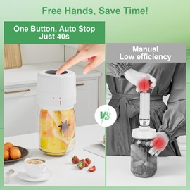 SelePow VP06+ Mason Jar Vacuum Sealer, Electric Vacuum Sealer for Jars with Wide and Regular Mouth Mason Lids, Cordless Handheld Jar Vaccum Sealer for Food Storage, Ideal Present for Mom, Wife, White