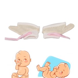 Agatige Baby Gloves to Stop Thumb Sucking, Knitted, Breathable, Soft, Adjustable, No Scratch, Stop Thumb Sucking, Baby Care Kit for Newborn (M)