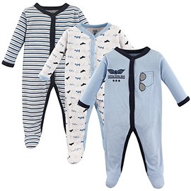 Luvable Friends Unisex Baby Cotton Sleep and Play, Blue Airplane, 0-3 Months