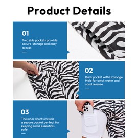 Gleeease Mens Swim Trunks with Compression Liner 2 in 1 Printed Swimming Short Swim Suits Men Bathing Suit Board Shorts 7 Inch, 23-white(zebra Stripe), Small