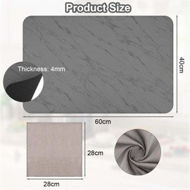 MINISOISO Kaffeemaschine Abtropfmatte, 60 x 40cm Abtropfmatte Geschirr, Schnelltrocknend Abtropfmatte, Saugfähige Trockenmatte Unterlage für Kaffeemaschine, Küche, Schwarz