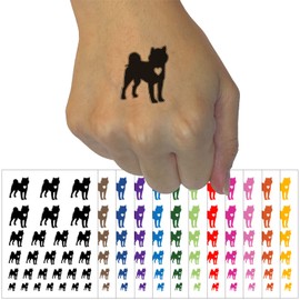 Shiba Inu Dog with Heart Temporary Tattoo Water Resistant Fake Body Art Set Collection - Orange (One Sheet)
