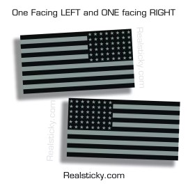 Real Sticky 2 Black Gray USA Flag Sticker American Military Subdued Car Vehicle Window Decal