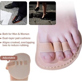 Toe Splint & Straightener, Adjustable Loops Hammer Toe Correctors Brace w/Slip-on Cushion Metatarsal Pads for Claw Curled & Crooked Toes - Support Guard for Pre Post Surgery (3 loops left foot)